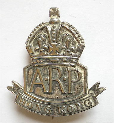 WW2 Air Raid Precautions Hong Kong hallmarked silver ARP badge