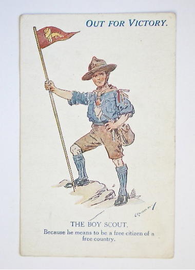 WW1 The Boy Scout Out For Victory series postcard by Artist L.Raven-Hill