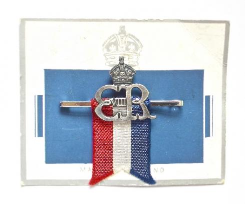 Edward VIII 1937 Coronation souvenir badge on display card