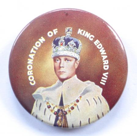Edward VIII 1937 Coronation photographic celluloid tin button badge Dia 34mm.