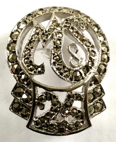 Marks & Spencer 1973 silver marcasite 25 years long service brooch
