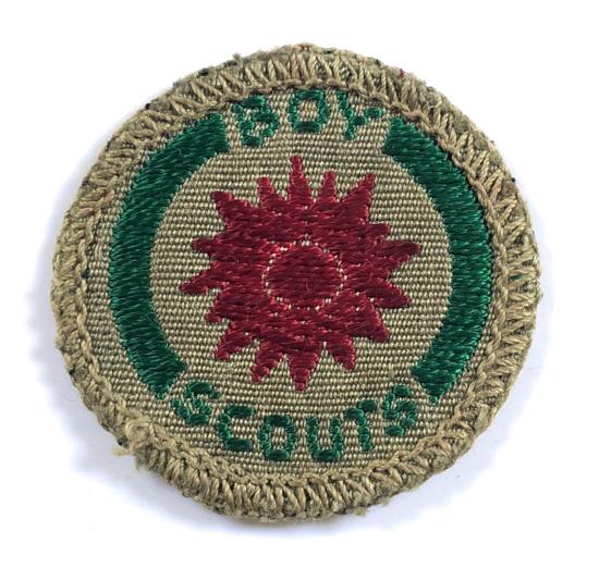 Boy Scouts Naturalist / Stalker proficiency khaki cloth badge black back