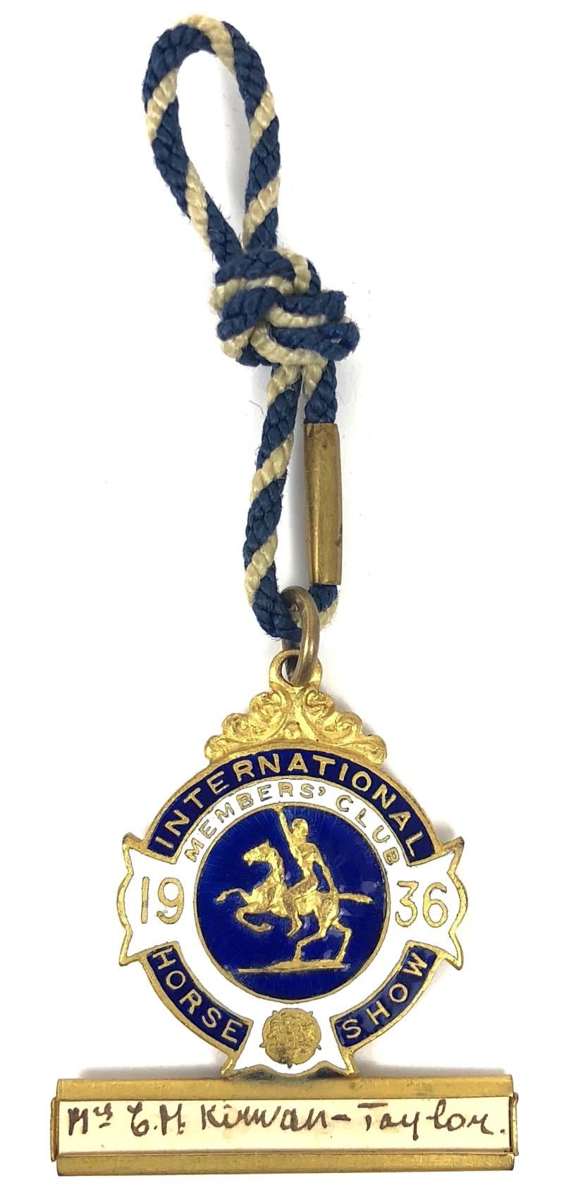 1936 International Horse Show Members Club badge