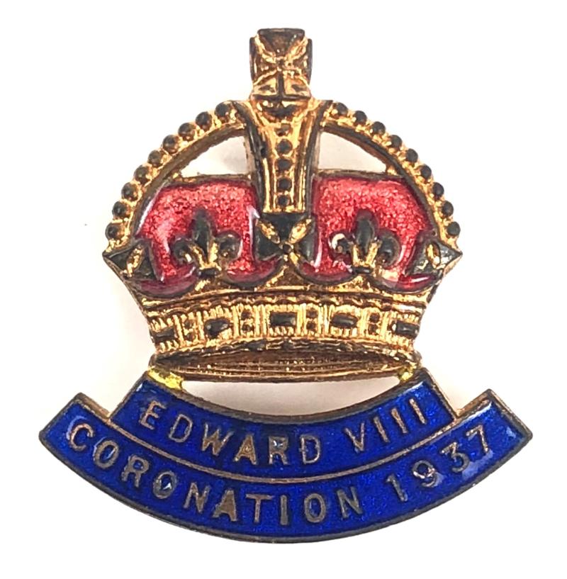 Edward VIII 1937 Coronation gilt and enamel pin badge