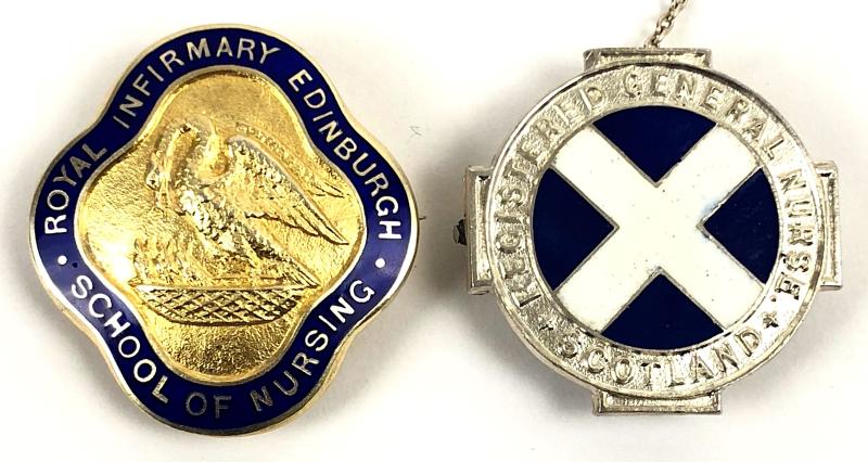 Royal Infirmary Edinburgh School of Nursing 1930 silver badge and RGN Scotland