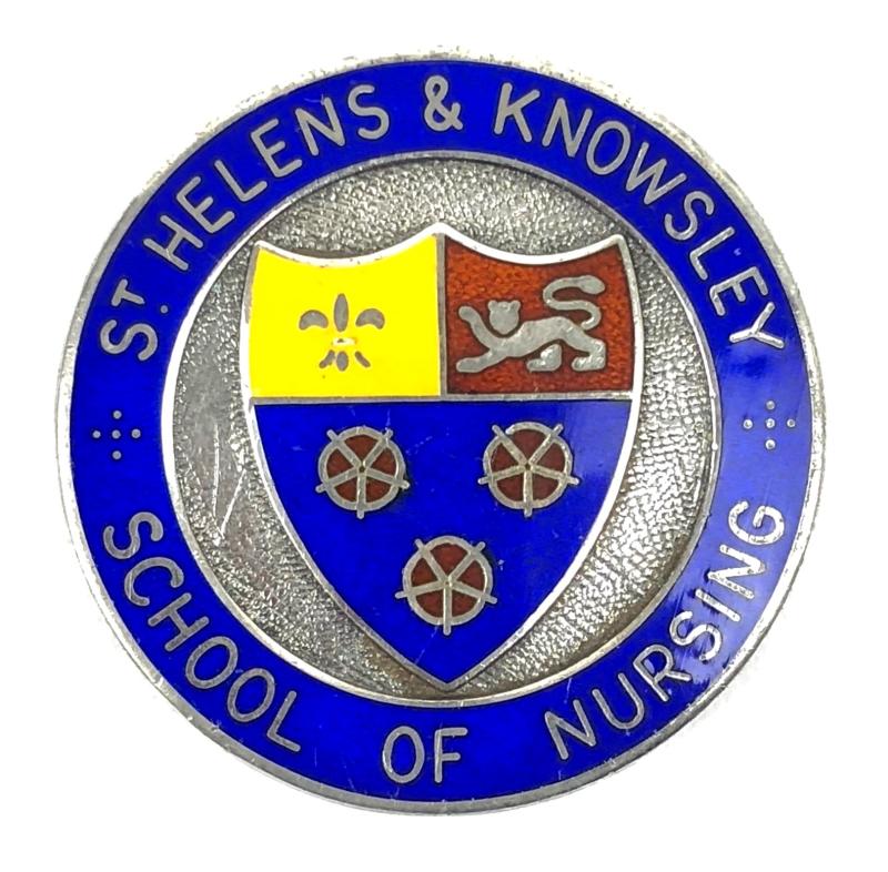 St Helens & Knowsley School of Nursing 1985 silver and enamel badge