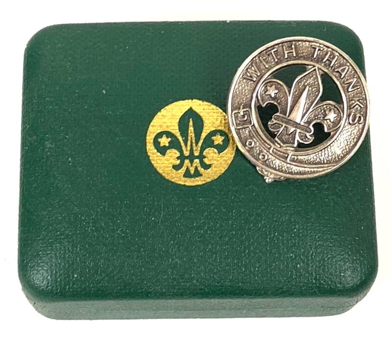 Boy Scouts With Thanks 1990 Hm silver badge and case