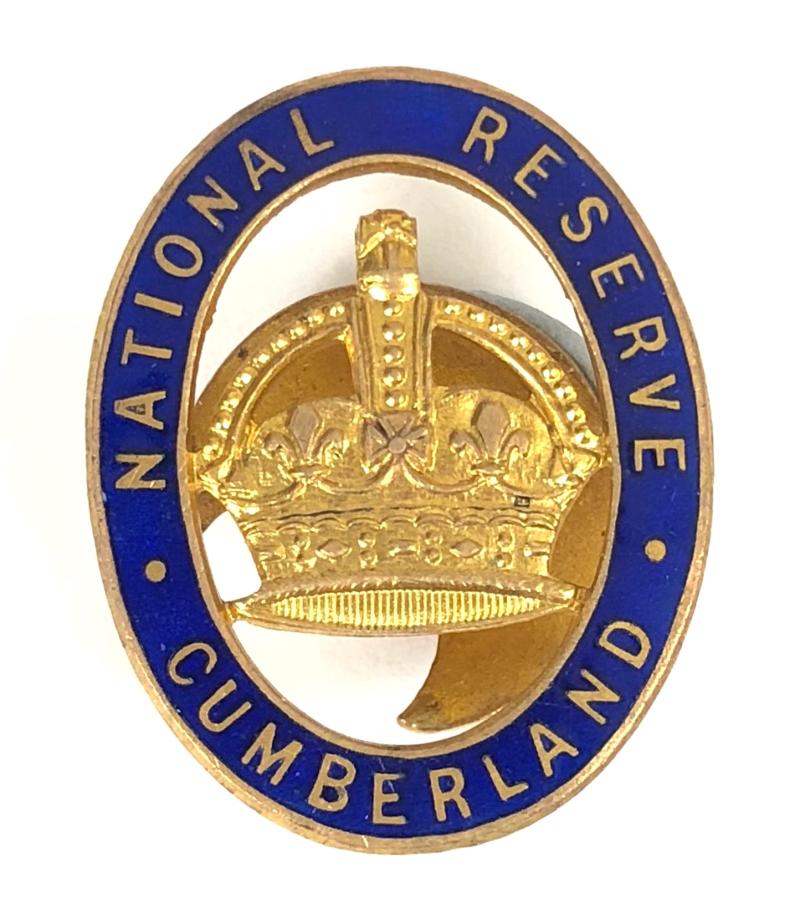 WW1 National Reserve Cumberland home front numbered badge