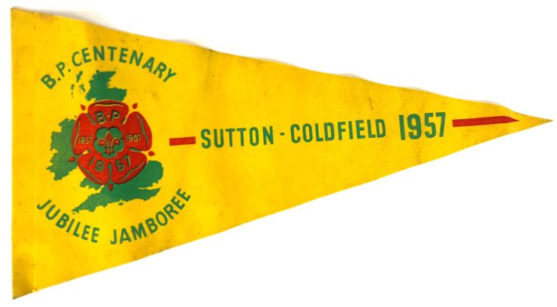 World Scout Jamboree Sutton Coldfield 1957 B.P. Centenary Pennant Flag