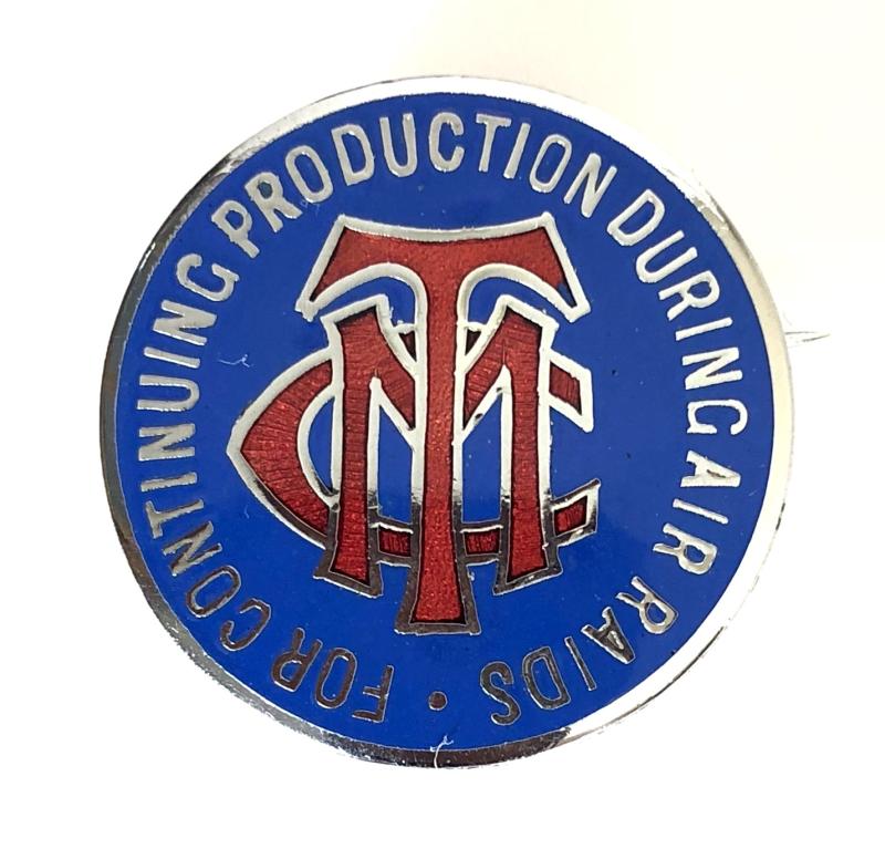 'Telephone Manufacturing Co' For Continuing Production During Air Raids Badge
