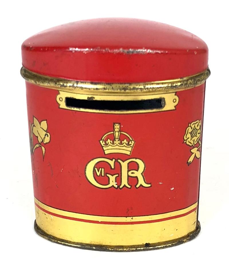 King George VI & Queen Elizabeth 1937 Coronation Souvenir OXO CUBES Money Box