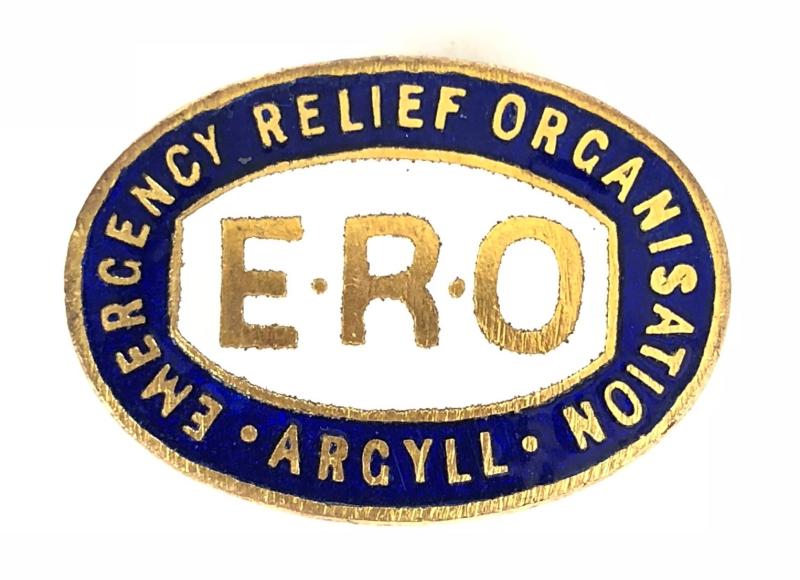 WW2 Emergency Relief Organisation Argyll Post Air Raid Welfare ERO Badge