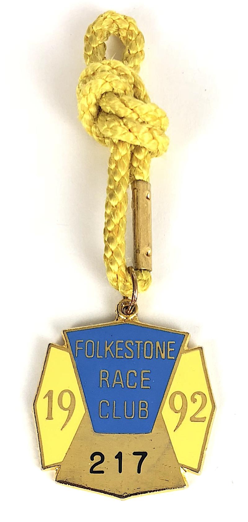 1992 Folkestone Race Club Horse Racing Badge Kent