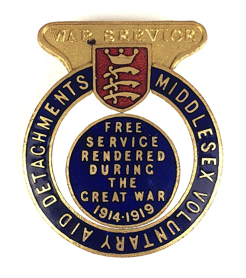 1914 -1919 Voluntary Aid Detachment Middlesex VAD War Service tribute badge