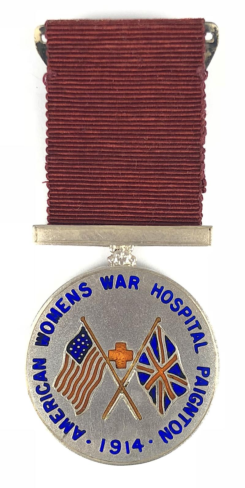 1914 American Womens War Hospital Paignton named silver badge