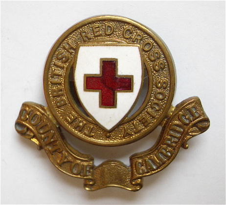 WW1 British Red Cross Society BRCS County of Cambridge hat badge