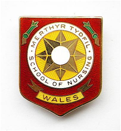 Merthyr Tydfill School of Nursing 1971 silver hospital badge