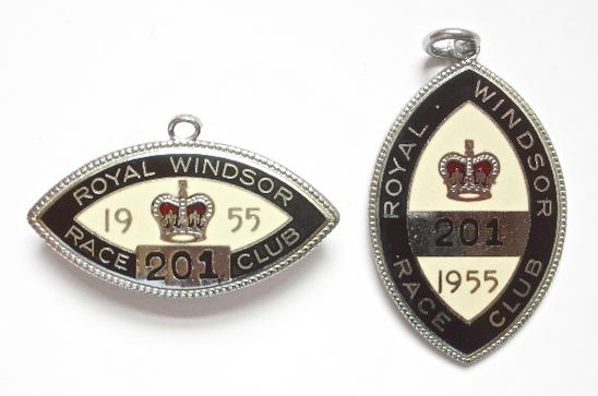 1955 Royal Windsor horse racing club badge pair