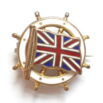 Union Jack Flag patriotic nautical ships wheel badge