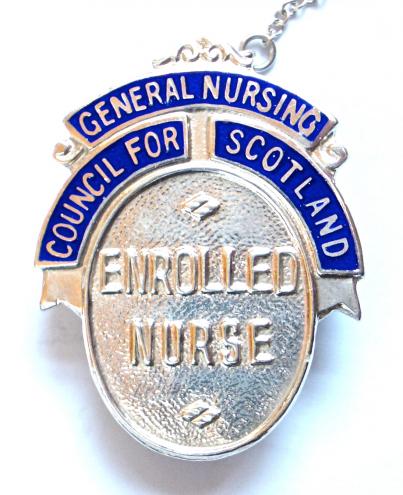 General Nursing Council Scotland Enrolled Nurse 1962 silver badge