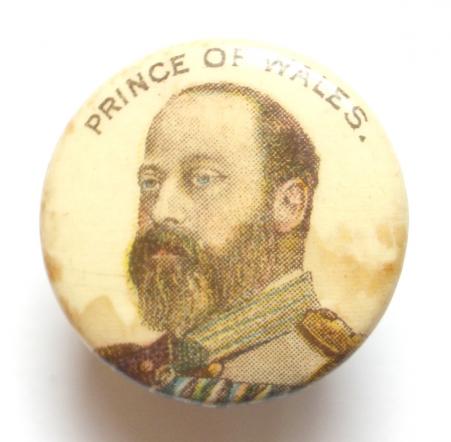 Prince of Wales Boer War series celluloid tin button badge