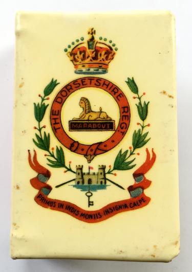WW1 Dorsetshire Regiment celluloid matchbox cover