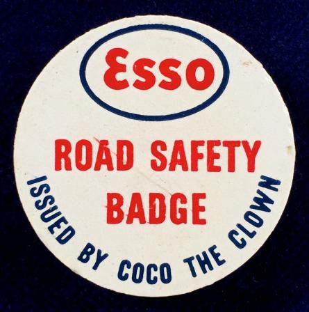 Coco the clown Esso road safety children badge c1960s