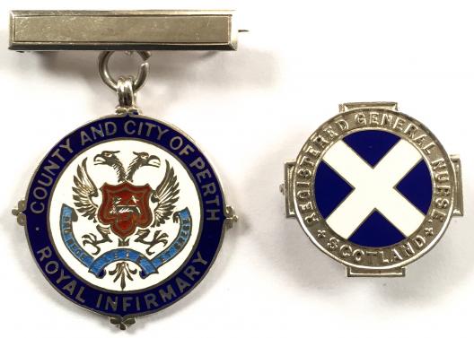 County and City of Perth Royal Infirmary 1928 silver badge & RGN