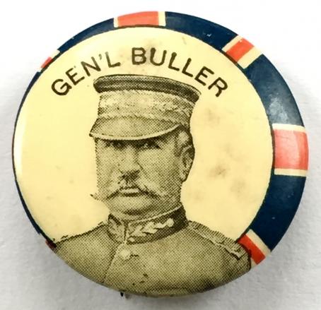 General Buller Boer War Union Jack Flag celluloid tin button badge