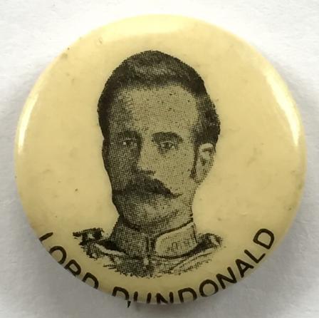Lord Dundonald Boer War celluloid tin button badge
