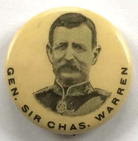 General Sir Charles Warren Boer War celluloid tin button badge