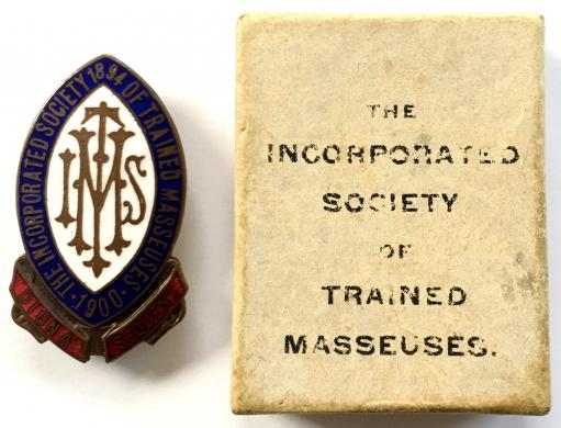 Incorporated Society of Trained Masseuses nurse badge c1900 -1920