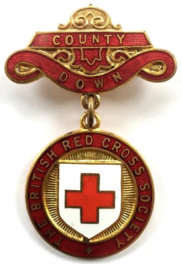 British Red Cross Society Irish County Down badge Northern Ireland