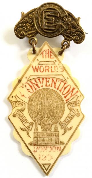Christian Endeavour 19th World Convention London 1900 delegate badge