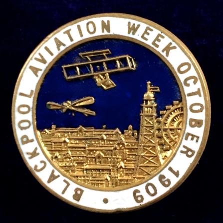 Blackpool Aviation Week October 1909 aircraft biplane tower badge