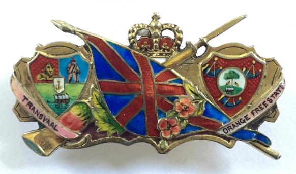 Boer War South African Coat of Arms Union Flag patriotic rifle badge
