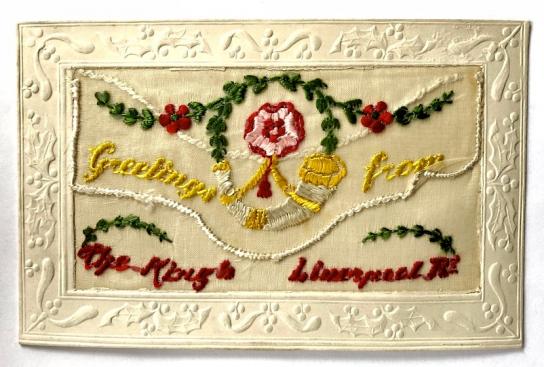 WW1 6th Bn The Kings Liverpool Regiment silk embroidered military postcard