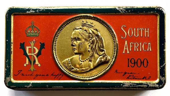 Rowntree Chocolate Gift Tin & Contents for troops serving in South Africa 1900