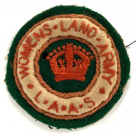WW1 Womens Land Army LAAS felt cloth overall coat badge.