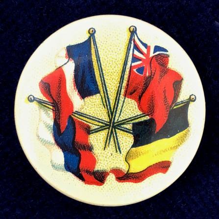 WW1 United We Stand England France Belgium Russia Flags badge