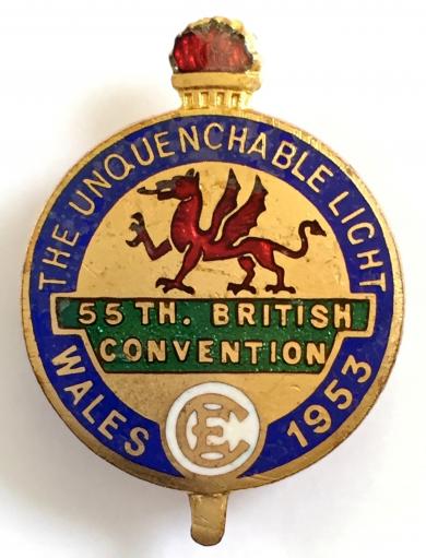 Christian Endeavour 55th British Convention Wales 1953 badge.
