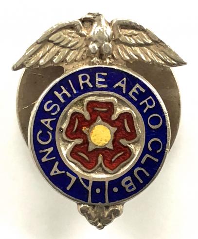 Lancashire Aero Club 1938 hallmarked silver membership badge.