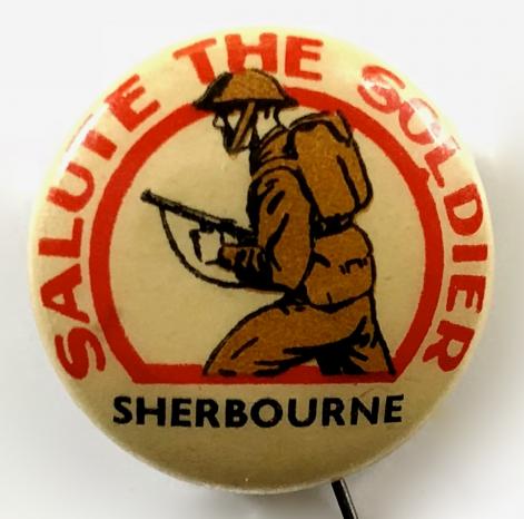 Salute The Soldier Sherbourne fundraising tin button badge