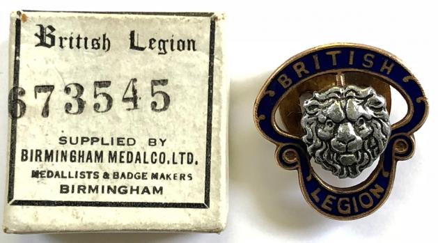 British Legion large 1st pattern members badge and numbered box