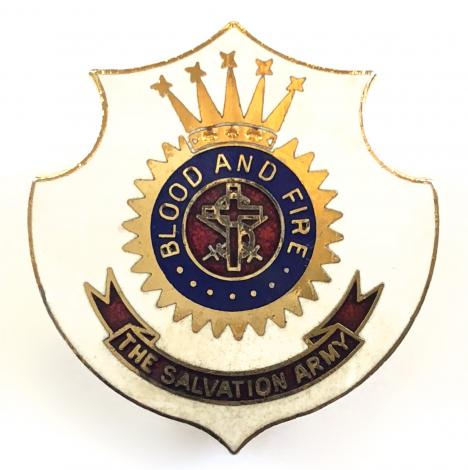 Salvation Army white enamel shield badge