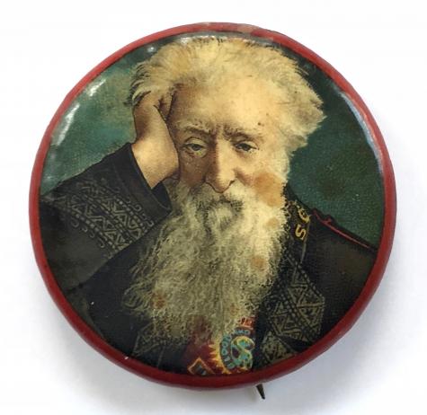 Salvation Army William Booth portrait celluloid tin button badge