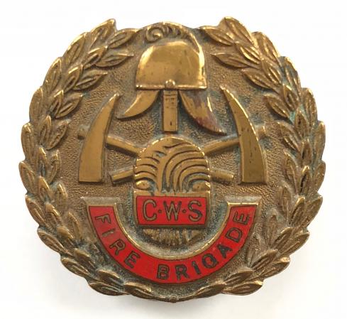 Co-operative Wholesale Society fire brigade firemans cap badge