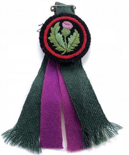 Girl Guides Thistle Flower patrol emblem felt cloth badge and knot