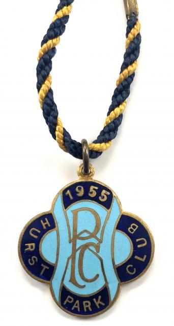 1955 Hurst Park horse racing club badge
