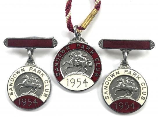 1954 Sandown Park Racecourse horse racing club set of three badges